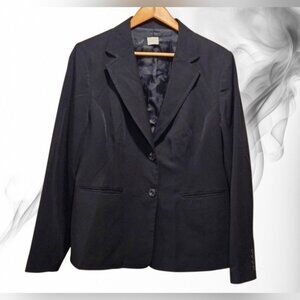 Suzy Shier Black Blazer Classic Jacket Size 13/14 Stretch Work Wear Office